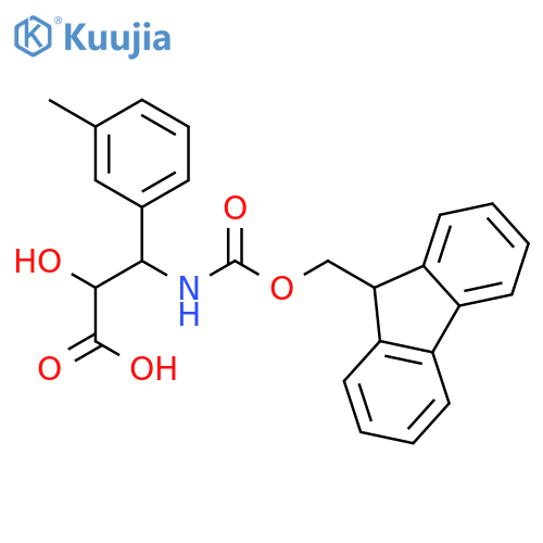 (2R,3R)-3-((((9H-Fluoren-9-yl)methoxy)carbonyl)amino)-2-hydroxy-3-(m-tolyl)propanoic acid structure