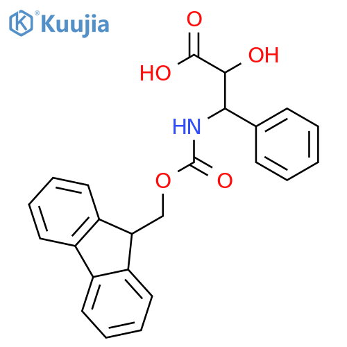 (2R,3R)-3-((((9H-Fluoren-9-yl)methoxy)carbonyl)amino)-2-hydroxy-3-phenylpropanoic acid structure