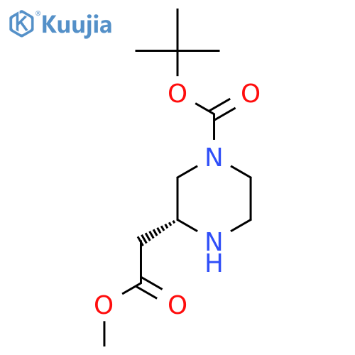 tert-butyl (3R)-3-(2-methoxy-2-oxoethyl)piperazine-1-carboxylate structure