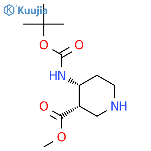 cis-4-Boc-amino-piperidine-3-carboxylic acid methyl ester structure