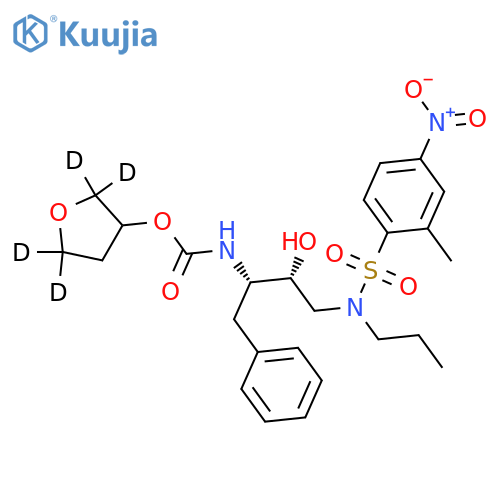 (1S,2R)-3-(4-Nitrophenyl)sulfonyl(2-methylpropyl)amino-2-hydroxy-1-phenylmethyl)propylcarbamic Acid, (3S)-Tetrahydro-3-furan-d4-yl Ester structure