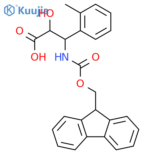 (2R,3R)-3-((((9H-Fluoren-9-yl)methoxy)carbonyl)amino)-2-hydroxy-3-(o-tolyl)propanoic acid structure