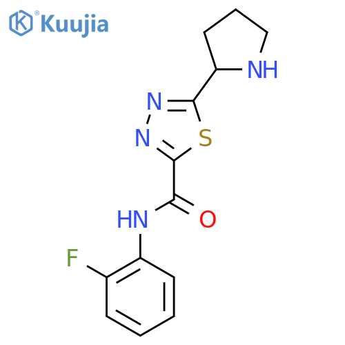 N-(2-Fluorophenyl)-5-pyrrolidin-2-yl-1,3,4-thiadiazole-2-carboxamide structure