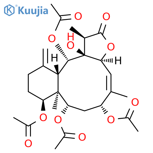 Benzo[4,5]cyclodeca[1,2-b]furan-2(1H)-one,6,8,9,13-tetrakis(acetyloxy)-3a,6,7,8,8a,9,10,11,12,12a,13,13a-dodecahydro-13a-hydroxy-1,5,8a-trimethyl-12-methylene-,(1R,3aS,4Z,6R,8S,8aR,9S,12aS,13S,13aS)- structure