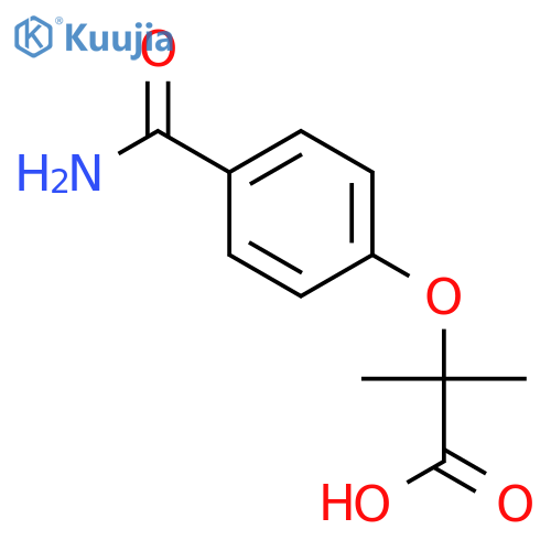 2-(4-Carbamoylphenoxy)-2-methylpropanoic acid structure