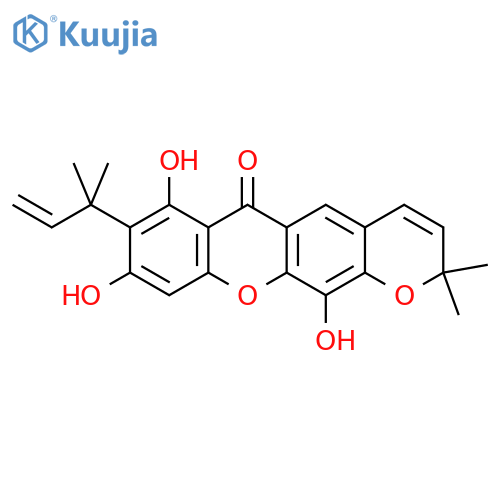 2H,6H-Pyrano[3,2-b]xanthen-6-one,8-(1,1-dimethyl-2-propen-1-yl)-7,9,12-trihydroxy-2,2-dimethyl- structure