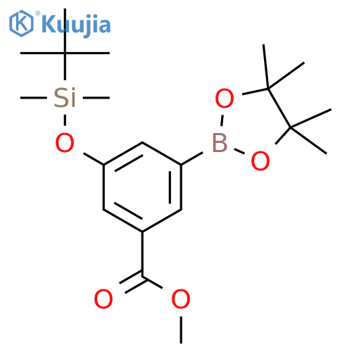 3-(t-Butyldimethylsilyloxy)-5-(methoxycarbonyl)phenylboronic acid, pinacol ester structure