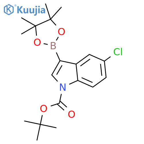 tert-butyl 5-chloro-3-(4,4,5,5-tetramethyl-1,3,2-dioxaborolan-2-yl)indole-1-carboxylate structure