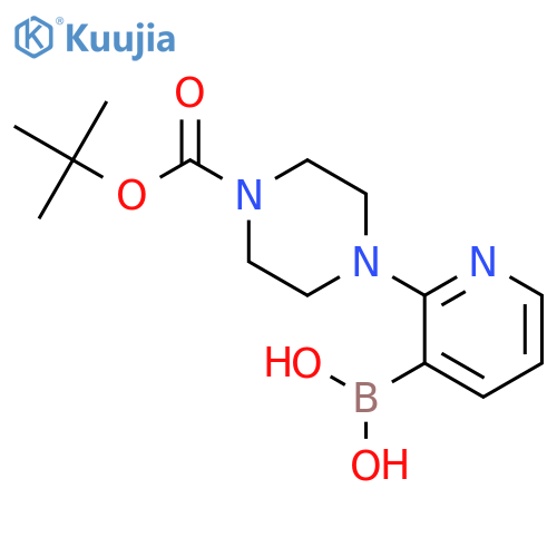 2-(4-(t-Butoxycarbonyl)piperazin-1-yl)pyridine-3-boronic acid structure