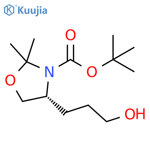 tert-butyl (4R)-4-(3-hydroxypropyl)-2,2-dimethyl-1,3-oxazolidine-3-carboxylate structure