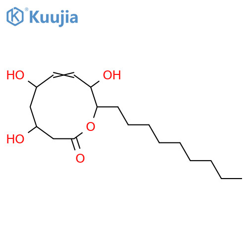 3,4,5,6,9,10-Hexahydro-4,6,9-trihydroxy-10-nonyl-2H-oxecin-2-one structure