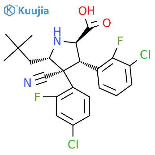 (2R,3S,4R,5S)-3-(3-Chloro-2-fluorophenyl)-4-(4-chloro-2-fluorophenyl)-4-cyano-5-(2,2-dimethylpropyl)pyrrolidine-2-carboxylic Acid structure