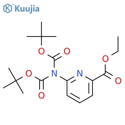 6-(N,N-bis(tert-butyloxycarbonyl)amino)picolinic acid ethyl ester structure