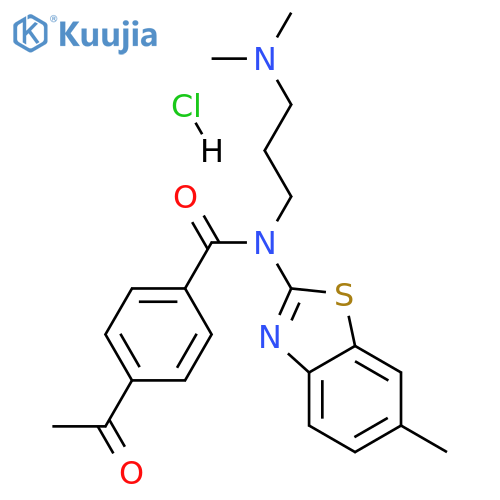4-acetyl-N-[3-(dimethylamino)propyl]-N-(6-methyl-1,3-benzothiazol-2-yl)benzamide hydrochloride structure