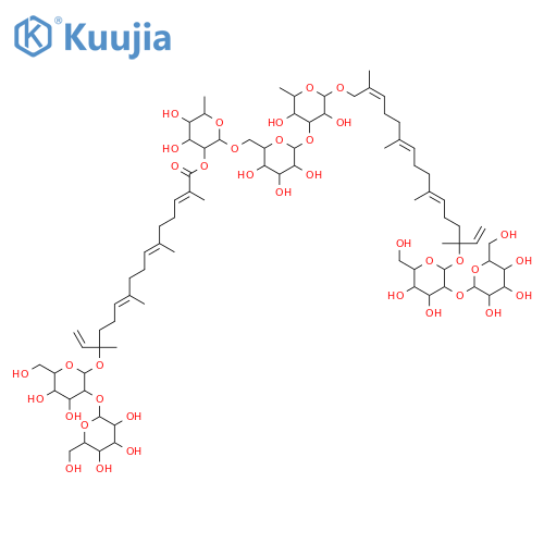 b-D-Glucopyranoside,(1S,4E,8E,12Z)-14-[[O-6-deoxy-3-O-[(2E,6E,10E,14S)-14-[(2-O-b-D-glucopyranosyl-b-D-glucopyranosyl)oxy]-2,6,10,14-tetramethyl-1-oxo-2,6,10,15-hexadecatetraen-1-yl]-a-L-mannopyranosyl-(1&reg;4)-O-[6-deoxy-a-L-mannopyranosyl-(1&reg;6)]-b-D-glucopyranosyl]oxy]-1-ethenyl-1,5,9,13-tetramethyl-4,8,12-tetradecatrien-1-yl2-O-b-D-glucopyranosyl- structure