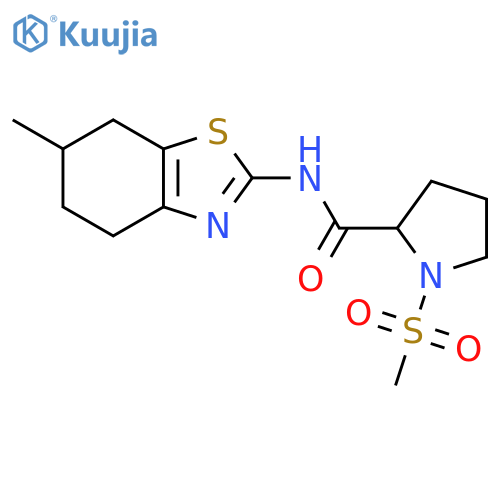 1-methanesulfonyl-N-(6-methyl-4,5,6,7-tetrahydro-1,3-benzothiazol-2-yl)pyrrolidine-2-carboxamide structure