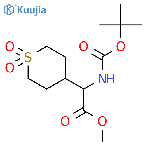 Methyl 2-((tert-butoxycarbonyl)amino)-2-(1,1-dioxidotetrahydro-2H-thiopyran-4-yl)acetate structure