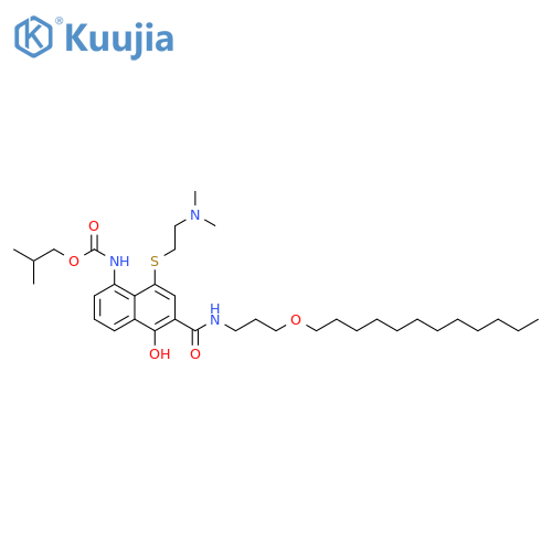 Carbamic acid, [8-[[2-(dimethylamino)ethyl]thio]-6-[[[3-(dodecyloxy)propyl]amino]carbonyl]-5-hydroxy-1-naphthalenyl]-, 2-methylpropyl ester (9CI) structure