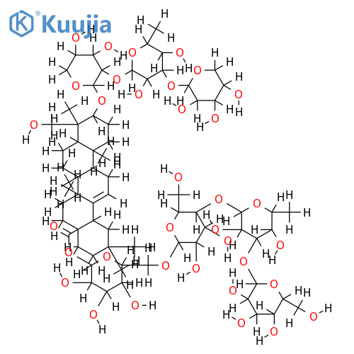 3beta-[(O-beta-D-ribopyranosyl-(1->3)-O-alpha-L-rhamnopyranosyl-(1->2)-alpha-L-arabinopyranosyl)oxy]-23-hydroxyolean-12-en-28-oic acid O-beta-D-glucopyranosyl-(1->3)-O-alpha-L-rhamnopyranosyl-(1->4)-O-beta-D-glucopyranosyl-(1->6)-beta-D-glucopyranosyl ester structure
