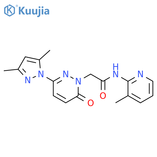 2-3-(3,5-dimethyl-1H-pyrazol-1-yl)-6-oxo-1,6-dihydropyridazin-1-yl-N-(3-methylpyridin-2-yl)acetamide structure