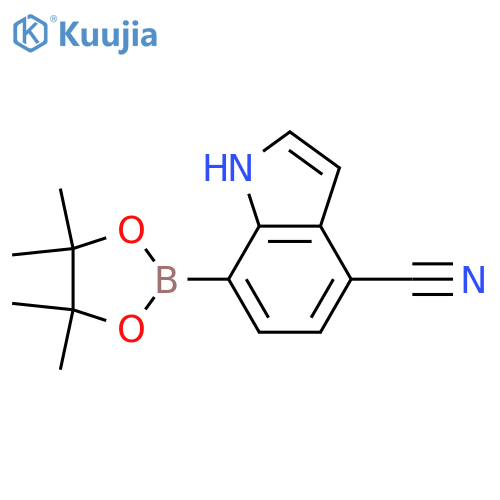 7-(tetramethyl-1,3,2-dioxaborolan-2-yl)-1H-indole-4-carbonitrile structure