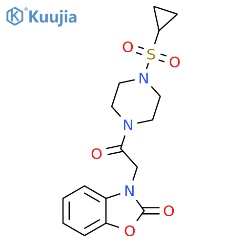 3-{2-4-(cyclopropanesulfonyl)piperazin-1-yl-2-oxoethyl}-2,3-dihydro-1,3-benzoxazol-2-one structure