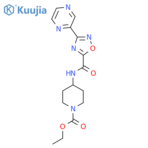 ethyl 4-3-(pyrazin-2-yl)-1,2,4-oxadiazole-5-amidopiperidine-1-carboxylate structure