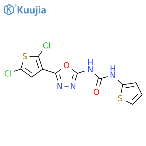 3-[5-(2,5-dichlorothiophen-3-yl)-1,3,4-oxadiazol-2-yl]-1-(thiophen-2-yl)urea structure