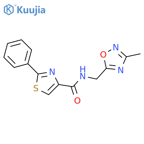 N-(3-methyl-1,2,4-oxadiazol-5-yl)methyl-2-phenyl-1,3-thiazole-4-carboxamide structure