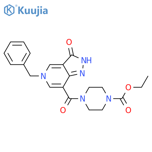 ethyl 4-{5-benzyl-3-oxo-2H,3H,5H-pyrazolo4,3-cpyridine-7-carbonyl}piperazine-1-carboxylate structure