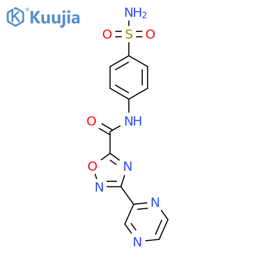 3-(pyrazin-2-yl)-N-(4-sulfamoylphenyl)-1,2,4-oxadiazole-5-carboxamide structure