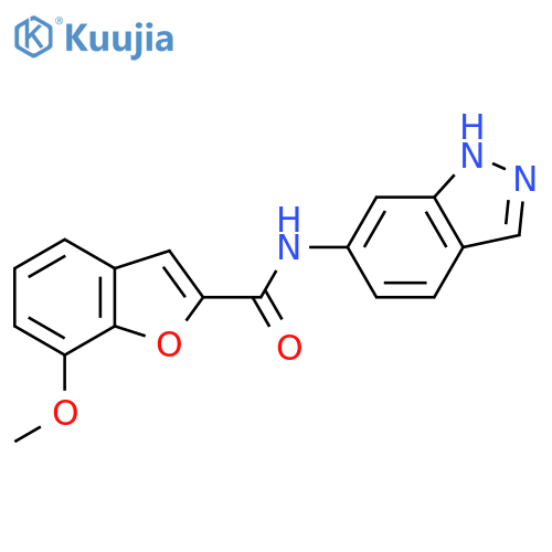 N-(1H-indazol-6-yl)-7-methoxy-1-benzofuran-2-carboxamide structure