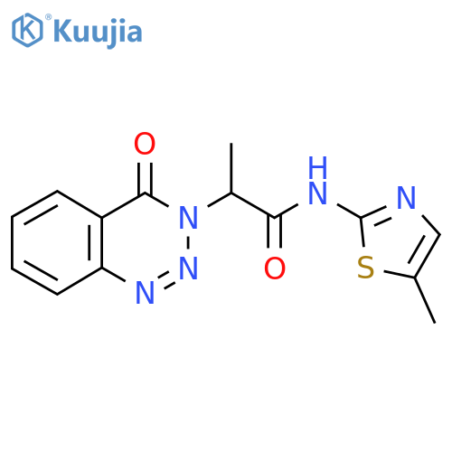 N-(5-methyl-1,3-thiazol-2-yl)-2-(4-oxo-3,4-dihydro-1,2,3-benzotriazin-3-yl)propanamide structure