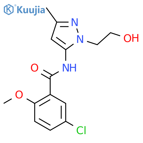 5-chloro-N-1-(2-hydroxyethyl)-3-methyl-1H-pyrazol-5-yl-2-methoxybenzamide structure