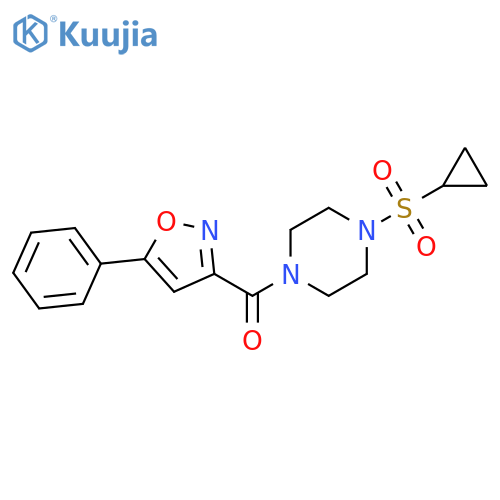 1-(cyclopropanesulfonyl)-4-(5-phenyl-1,2-oxazole-3-carbonyl)piperazine structure