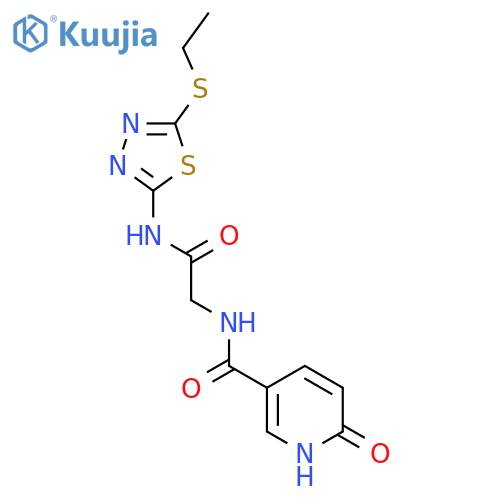 N-5-(ethylsulfanyl)-1,3,4-thiadiazol-2-yl-2-(6-oxo-1,6-dihydropyridin-3-yl)formamidoacetamide structure
