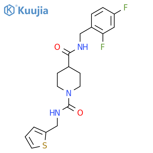 N4-(2,4-difluorophenyl)methyl-N1-(thiophen-2-yl)methylpiperidine-1,4-dicarboxamide structure