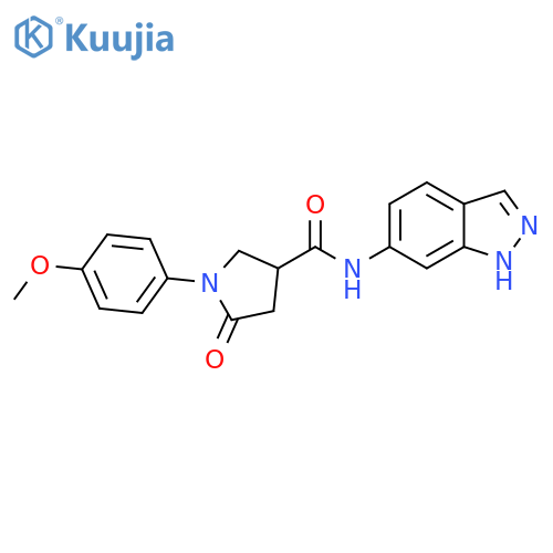 N-(1H-indazol-6-yl)-1-(4-methoxyphenyl)-5-oxopyrrolidine-3-carboxamide structure