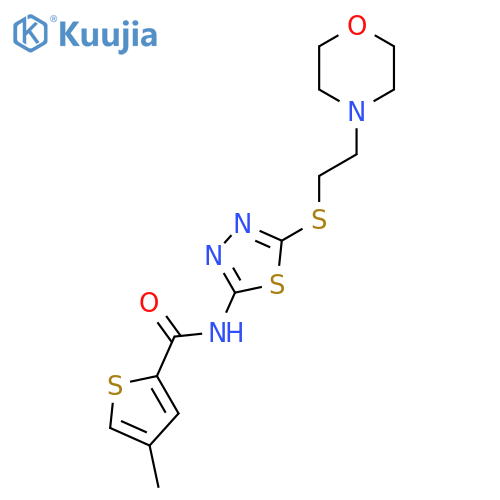 4-methyl-N-(5-{2-(morpholin-4-yl)ethylsulfanyl}-1,3,4-thiadiazol-2-yl)thiophene-2-carboxamide structure