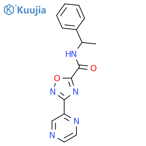 N-(1-phenylethyl)-3-(pyrazin-2-yl)-1,2,4-oxadiazole-5-carboxamide structure