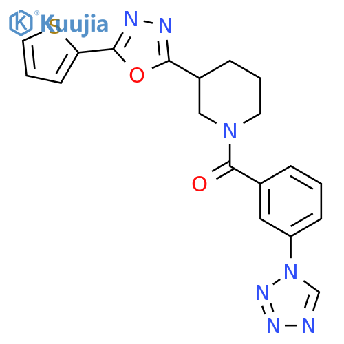 1-3-(1H-1,2,3,4-tetrazol-1-yl)benzoyl-3-5-(thiophen-2-yl)-1,3,4-oxadiazol-2-ylpiperidine structure
