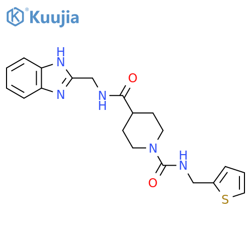 N4-(1H-1,3-benzodiazol-2-yl)methyl-N1-(thiophen-2-yl)methylpiperidine-1,4-dicarboxamide structure