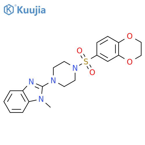 2-4-(2,3-dihydro-1,4-benzodioxine-6-sulfonyl)piperazin-1-yl-1-methyl-1H-1,3-benzodiazole structure