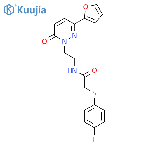 2-(4-fluorophenyl)sulfanyl-N-{2-3-(furan-2-yl)-6-oxo-1,6-dihydropyridazin-1-ylethyl}acetamide structure