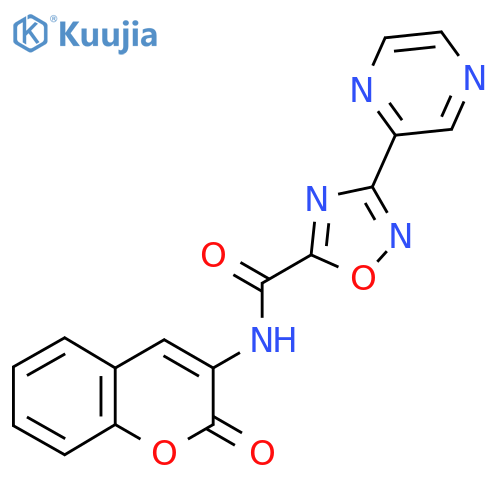 N-(2-oxo-2H-chromen-3-yl)-3-(pyrazin-2-yl)-1,2,4-oxadiazole-5-carboxamide structure