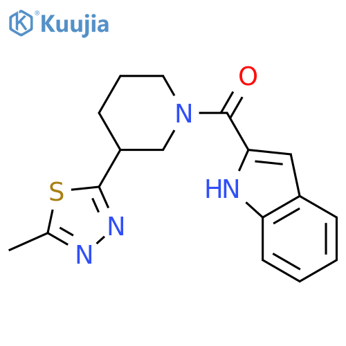 2-3-(5-methyl-1,3,4-thiadiazol-2-yl)piperidine-1-carbonyl-1H-indole structure