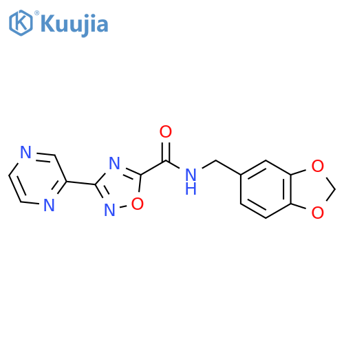 N-(2H-1,3-benzodioxol-5-yl)methyl-3-(pyrazin-2-yl)-1,2,4-oxadiazole-5-carboxamide structure