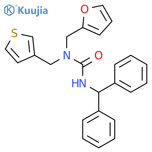 1-(diphenylmethyl)-3-[(furan-2-yl)methyl]-3-[(thiophen-3-yl)methyl]urea structure