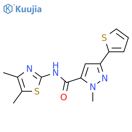 N-(4,5-dimethyl-1,3-thiazol-2-yl)-1-methyl-3-(thiophen-2-yl)-1H-pyrazole-5-carboxamide structure