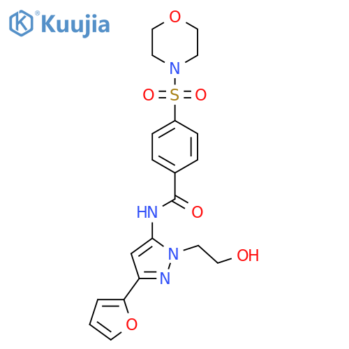 N-[3-(furan-2-yl)-1-(2-hydroxyethyl)-1H-pyrazol-5-yl]-4-(morpholine-4-sulfonyl)benzamide structure